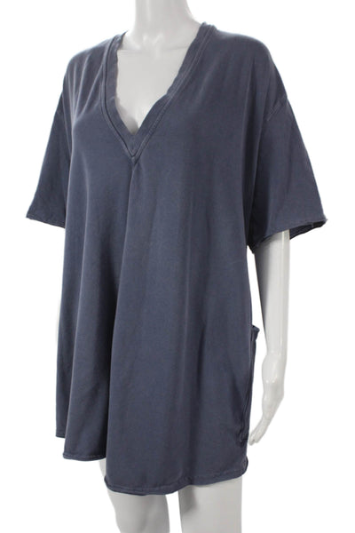Intimately Free People Womens T-Shirt Romper Blue V-Neck Short Sleeve Size L