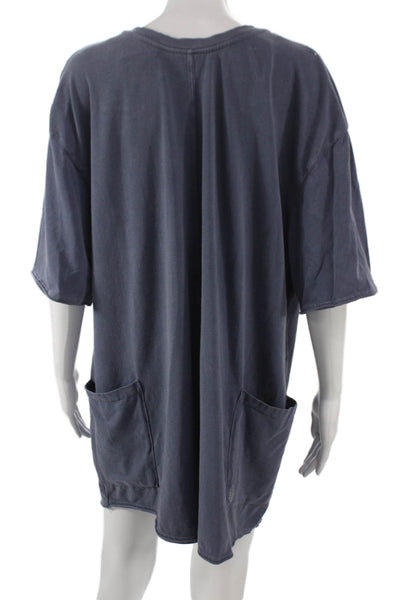 Intimately Free People Womens T-Shirt Romper Blue V-Neck Short Sleeve Size L