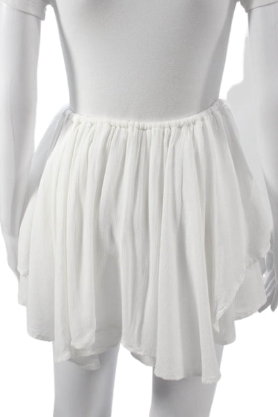 Free-est Women Hot Pants White Viscose Drawstring Size L