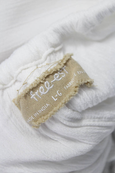 Free-est Women Hot Pants White Viscose Drawstring Size L