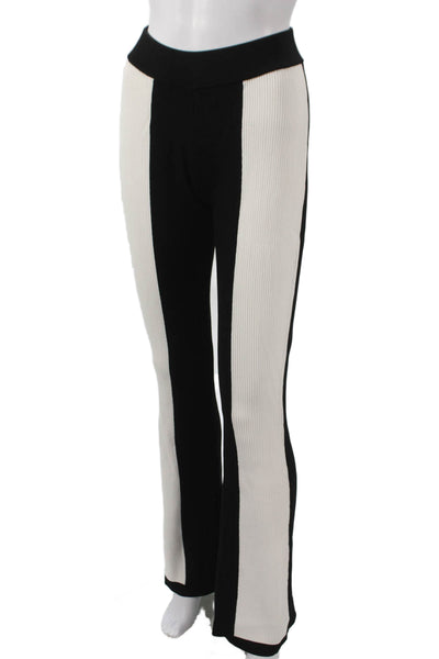 Yllw Women Black Striped Viscose Pull On Pants Size S