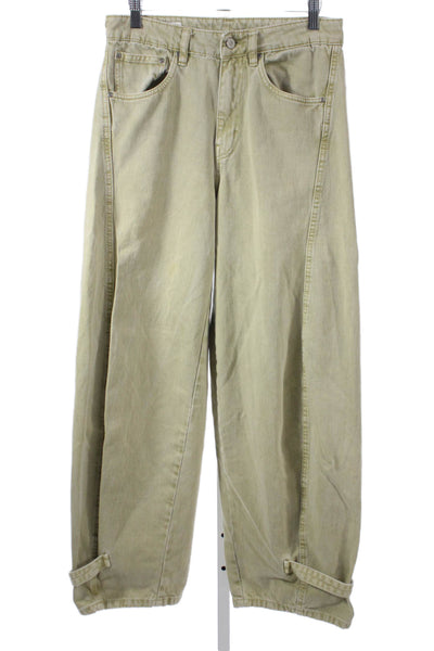 Zara Women Wide-Leg Green Cotton Jeans Size 6
