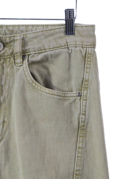Zara Women Wide-Leg Green Cotton Jeans Size 6