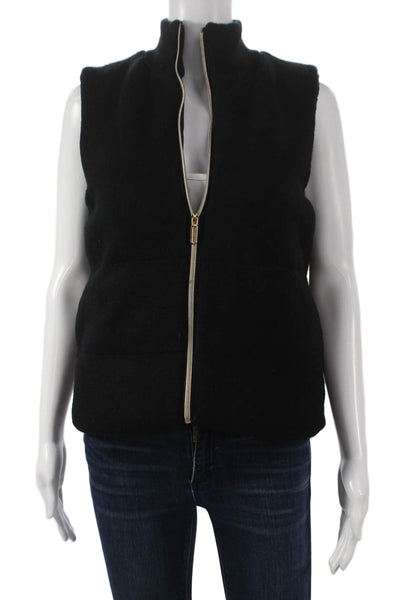 Joie Womens Quilted Vest Black Zip Sleeveless 50% Viscose Size S