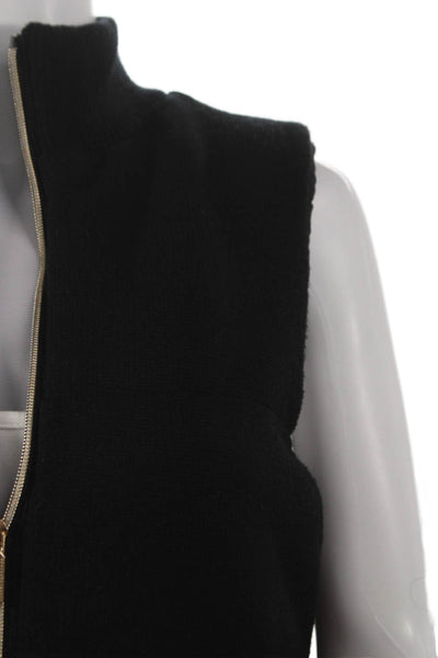 Joie Womens Quilted Vest Black Zip Sleeveless 50% Viscose Size S