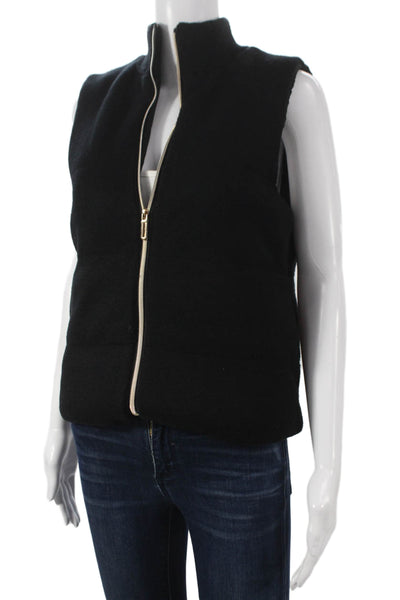 Joie Womens Quilted Vest Black Zip Sleeveless 50% Viscose Size S