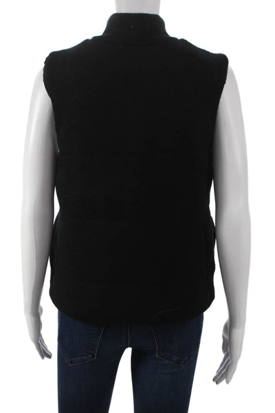 Joie Womens Quilted Vest Black Zip Sleeveless 50% Viscose Size S