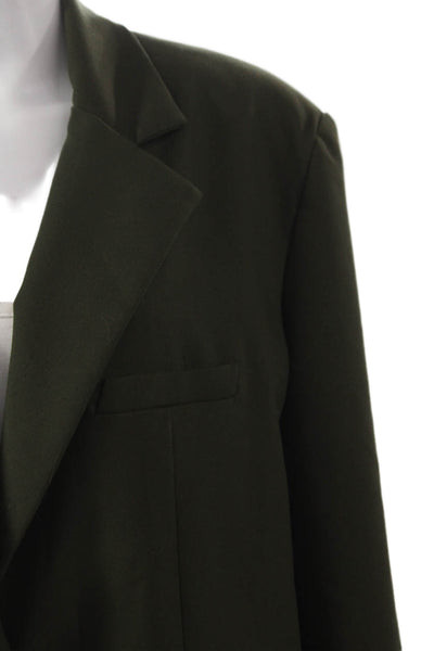 Zara Women Basic Jacket Green Polyester Button Long Sleeve Size L