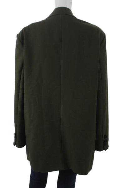 Zara Women Basic Jacket Green Polyester Button Long Sleeve Size L