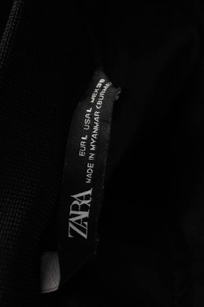 Zara Women Bomber Jacket Black Satin Zip Long Sleeve Size L