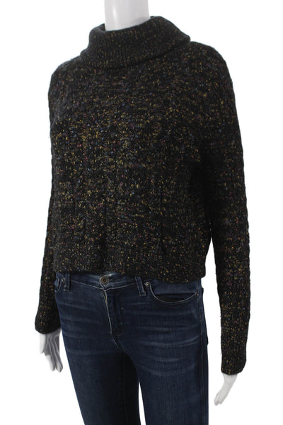 Zara Womens Black Spotted Cowl Neck Pullover Sweater Long Sleeve Nylon Size S