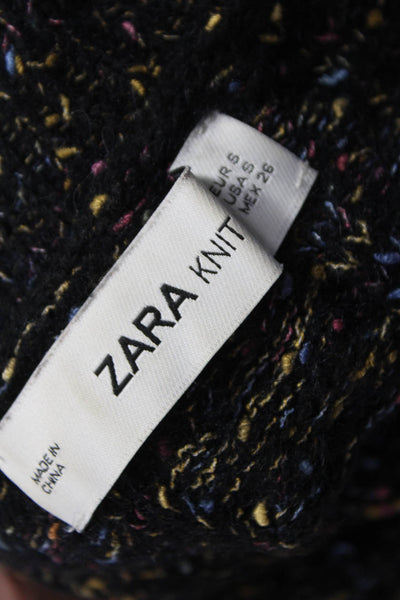 Zara Womens Black Spotted Cowl Neck Pullover Sweater Long Sleeve Nylon Size S