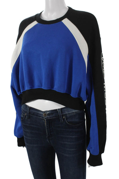 Zara Women Pullover Sweatshirt Blue Colorblock Long Sleeve Size M