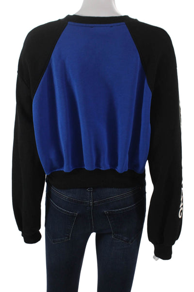Zara Women Pullover Sweatshirt Blue Colorblock Long Sleeve Size M