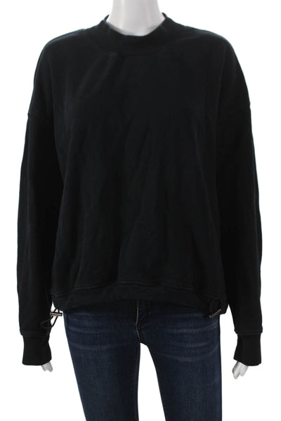 Vince Womens Pullover Sweatshirt Black Cotton Mock Neck Long Sleeve Size L