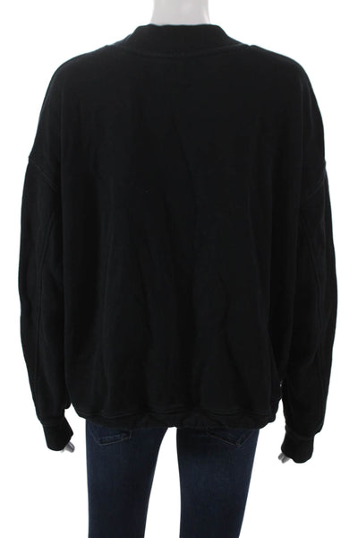 Vince Womens Pullover Sweatshirt Black Cotton Mock Neck Long Sleeve Size L