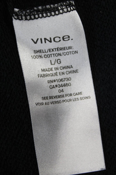 Vince Womens Pullover Sweatshirt Black Cotton Mock Neck Long Sleeve Size L