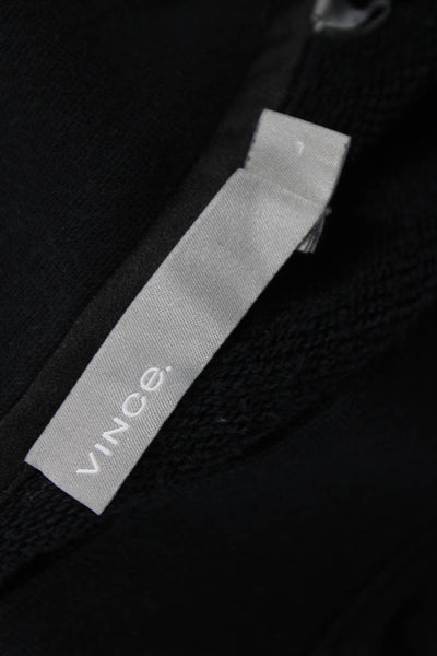 Vince Womens Pullover Sweatshirt Black Cotton Mock Neck Long Sleeve Size L