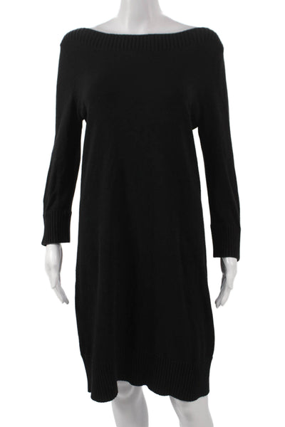Michael Michael Kors Women Black Sweater Dress Long Sleeve Boatneck Size M