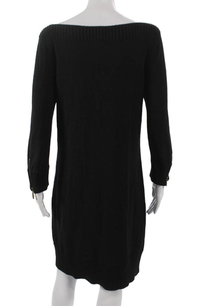 Michael Michael Kors Women Black Sweater Dress Long Sleeve Boatneck Size M