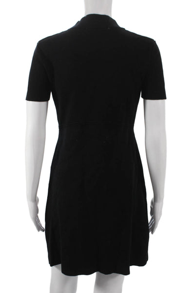 Zara Womens Sweater Dress Black Short Sleeve Mock Neck Size M