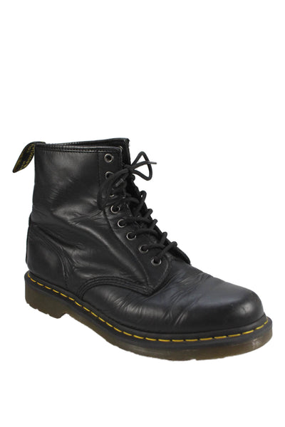 Dr. Martens Womens Lace Up Round Toe Leather Combat Boots Black Size 10