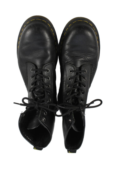 Dr. Martens Womens Lace Up Round Toe Leather Combat Boots Black Size 10