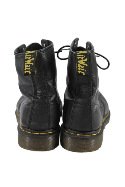 Dr. Martens Womens Lace Up Round Toe Leather Combat Boots Black Size 10