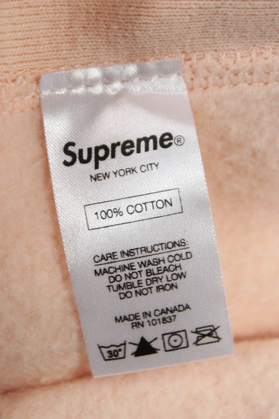 Supreme Unisex Pullover Hoodie Beige Cotton Crew Neck Long Sleeve Size M