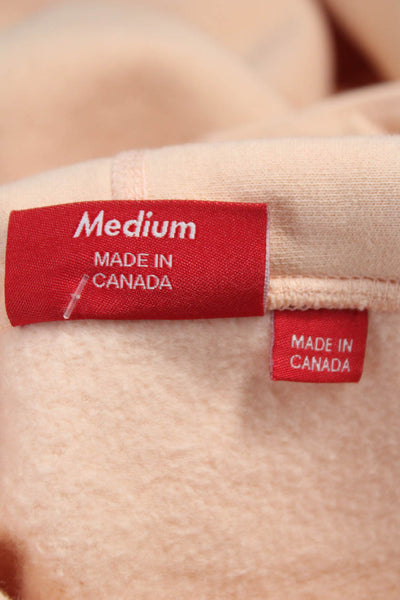 Supreme Unisex Pullover Hoodie Beige Cotton Crew Neck Long Sleeve Size M