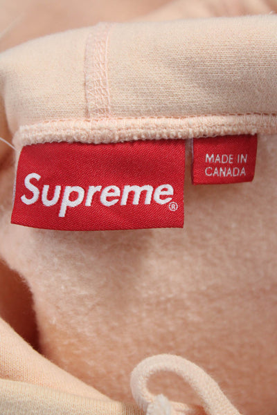 Supreme Unisex Pullover Hoodie Beige Cotton Crew Neck Long Sleeve Size M