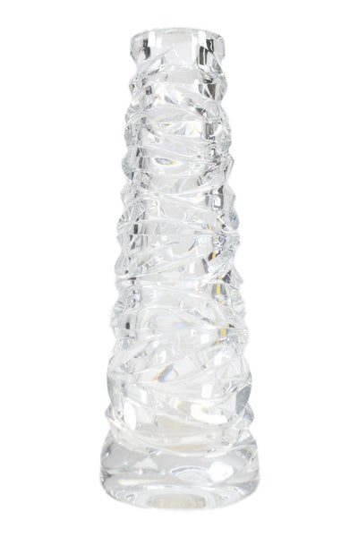 Tiffany & Co Clear Crystal Vintage Emil Brost Wave Cut Twisted Vase 11"
