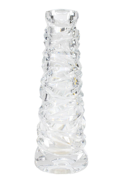 Tiffany & Co Clear Crystal Vintage Emil Brost Wave Cut Twisted Vase 11"