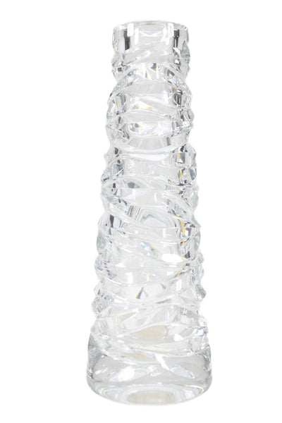 Tiffany & Co Clear Crystal Vintage Emil Brost Wave Cut Twisted Vase 11"
