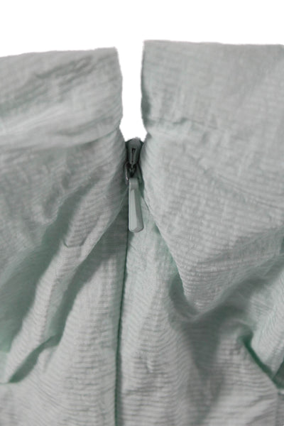 Lela Rose Womens A-Line Off Shoulder Green Midi Dress Short Sleeve Size M