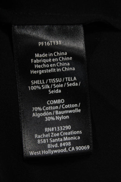 Rachel Zoe Women Silk Off The Shoulder Long Sleeve Blouse Black Size 8
