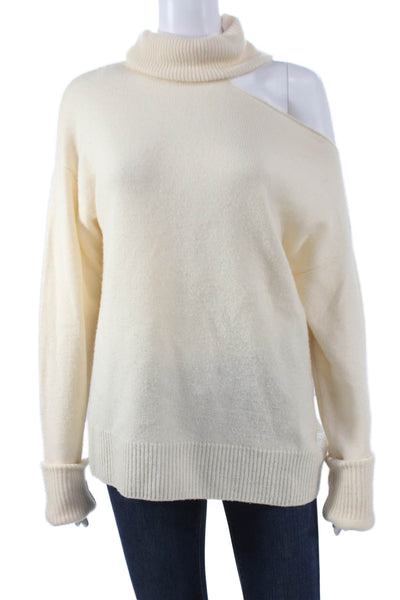 Paige Women Wool Ivory Pullover Turtleneck Sweater Long Sleeve Size M