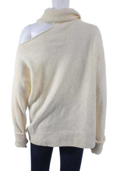 Paige Women Wool Ivory Pullover Turtleneck Sweater Long Sleeve Size M