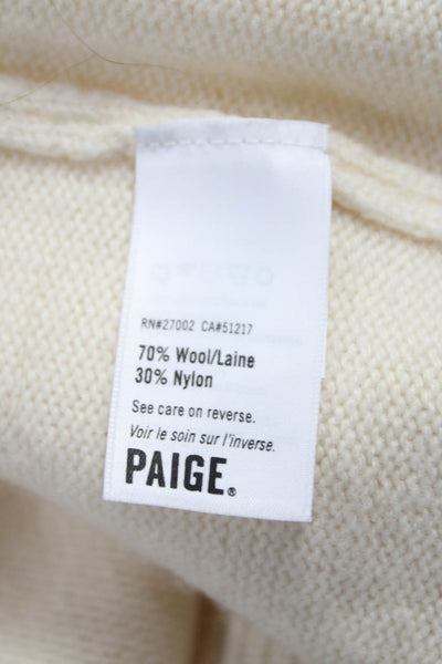 Paige Women Wool Ivory Pullover Turtleneck Sweater Long Sleeve Size M