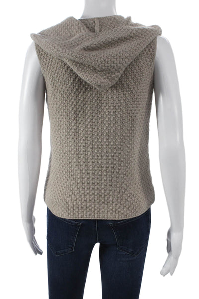 Fabiana Filippi Women Quilted Vest Beige Merino Cashmere Sleeveless Size 2XS