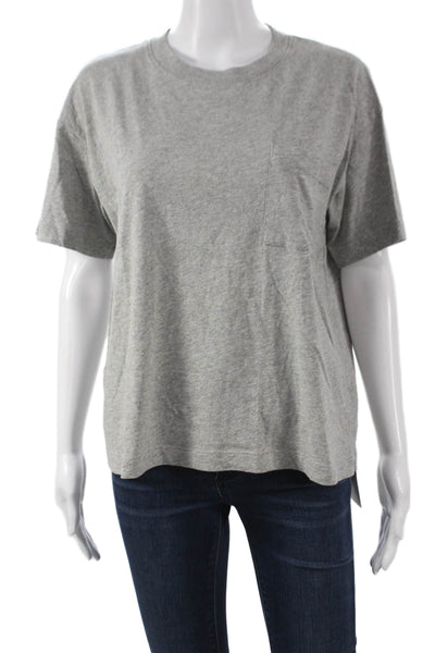 Jenni Kayne Women Basic Gray Cotton Short Sleeve Crew Neck T-Shirt Size S