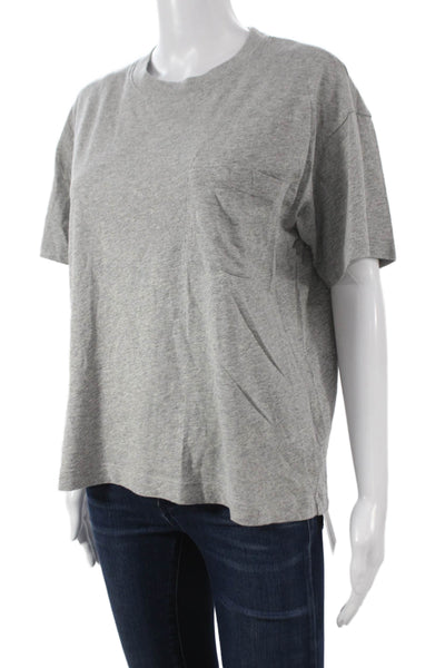 Jenni Kayne Women Basic Gray Cotton Short Sleeve Crew Neck T-Shirt Size S
