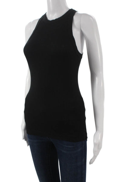 James Perse Womens Basic Sleeveless Tank Black Cotton Crewneck Size 1