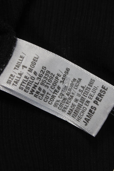 James Perse Womens Basic Sleeveless Tank Black Cotton Crewneck Size 1