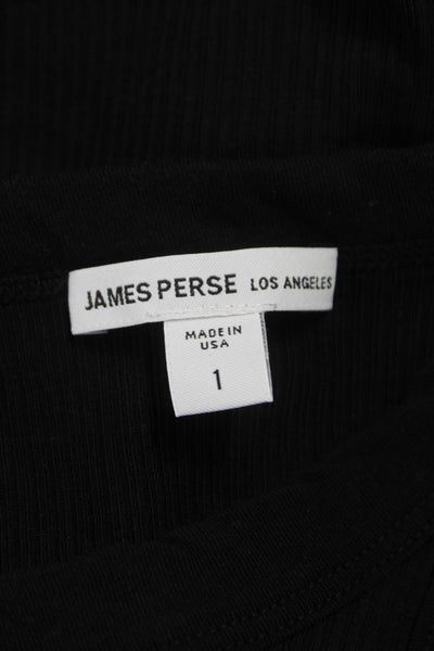 James Perse Womens Basic Sleeveless Tank Black Cotton Crewneck Size 1