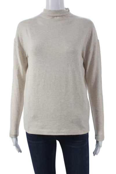 Vince Womens Basic Cotton Mock Neck Long Sleeve T-Shirt Size XS