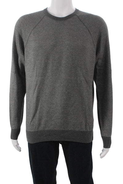 Vince Mens Pullover Sweater Wool Gray Crew Neck Geometric Long Sleeve Size M