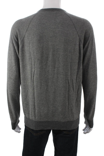 Vince Mens Pullover Sweater Wool Gray Crew Neck Geometric Long Sleeve Size M