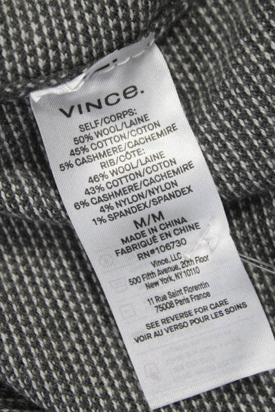 Vince Mens Pullover Sweater Wool Gray Crew Neck Geometric Long Sleeve Size M