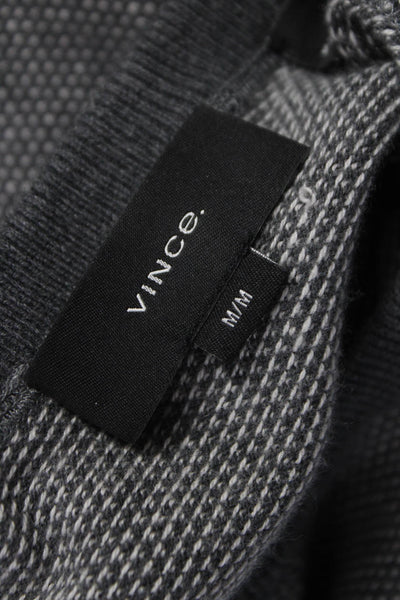 Vince Mens Pullover Sweater Wool Gray Crew Neck Geometric Long Sleeve Size M